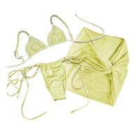 Fryloo Maillot de Bain Femmes Marble Pearl Bikini, Push-up 3 Pièces avec Mini Jupe, Sexy Sec Rapide pour Les Vacances À La Plage