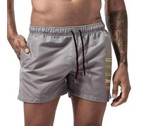 Fryloo Maillot de Bain Hommes Beige Jordan Imprimer Pantalons Bain, Quick Dry Doublé Shorts Plage, Taille Élastique Planche Respirant