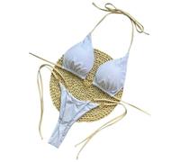 Fryloo Maillot de Bain Micro Push Up Bikini pour Les Femmes Thong Brésilien Maillots en Deux Pièces Sexy Summer Beach Pool Party-rt018-m