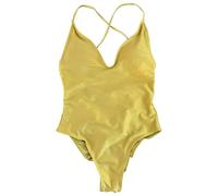 Fryloo Maillot de Bain Plus Size One-Piece Swimsuit Women - Sexy Bodysuit Swimwear for Beach, Pool, Summer Vacation Femme-dsolid2-golden-l