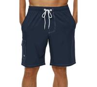 Fryloo Maillot de Bain pour Hommes, Séchage Rapide, Doublé en Maille, Short Plage, Taille Élastique, Léger, Respirant, Planche, Piscine D'été, Surf-Marine-Nous M