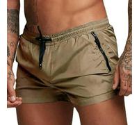 Fryloo Maillot de Bain pour Hommes, Short Plage À Séchage Rapide, avec Poches Zippées, Doublure en Maille, Planche Respirant La Natation, Le Surf Et Les Vacances-Kaki-XXXL