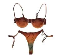 Fryloo Maillot de Bain Push Up Micro Bikini for Women - Sexy Low Waist Brazilian Swimwear Patchwork 2-Piece Set Beach, Pool, Summer Vacation-bikini7-l