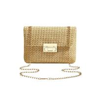 Fryloo trousse de maquillage Sac À Main En Paille Tissée Pour Femme, Bandoulière Et Fabriqué La Main, Voyage D'été Élégant Utilisation Quotidienne-kaki