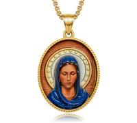 Fryneauy Collier avec médaille Vierge Marie/Saint Benoît/Saint Français/St Jude/Jésus avec verset de la Bible - Bijoux pour homme et femme, Moyen, Métal, Pas de pierre précieuse