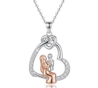 Fryneauy Collier avec nœud celtique en forme de cœur pour mère et femme