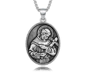 Fryneauy Saint François d'Assise émuler le Christ Crucifix Fondateur de l'Ordre Franciscain Catholique Pendentif pour Homme