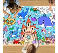 Fryotey Poster géant à colorier 78,7 x 182,9 cm, sous la mer, animaux de l'océan, nappe en papier, peinture sur le thème de la mer, affiche de coloriage pour la maison, la salle de classe, fournitures