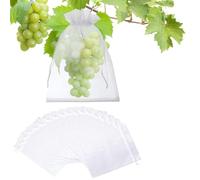 FRYSKYO Lot de 100 Sacs De Protection for Fruits Et Légumes, Filet De Protection for Plantes De Jardin, avec Cordon De Serrage, Anti-Oiseaux, for Arbres, Fraises, Prunes Et Insectes, Blanc(15x20cm)