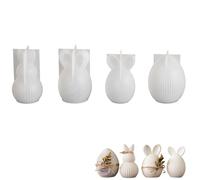 FRYSKYO Lot De 4 Moules en Résine Lapin Pâques, Moules en Silicone, Moules Artisanaux, Moule Moulage en Silicone Réutilisable for Résine, Cire, Bougies DIY, Idées Cadeaux De Décoration