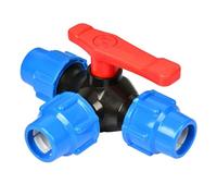 FRYSKYO Vanne À Boisseau Sphérique À Trois Voies en Plastique PE for L'arrosage des Jardins Et des Terres Agricoles, Répartiteur d'eau À Interrupteur en T, Contrôle Efficace du Débit d'eau(32mm)