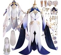 FRYWORK Genshin Impact Istaroth Cosplay Costume Tenue Personnage du Jeu Varesa Uniforme Ensemble Complet Halloween Fête Carnaval Habiller avec Perruque Coiffe Anneau pour Femmes (XXXL)