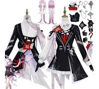 FRYWORK Personnage du Jeu March 7th Nouvelle Peau Cosplay Costume Tenue Honkai Star Rail Evernight Uniforme Ensemble Complet Halloween Fête Habiller avec Perruque pour Femmes (S)