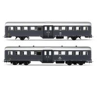 FS, coffret de 2 voitures "Corbellini" 1947, versions 2 essieux + 4 essieux, livrée grise, ép. IV