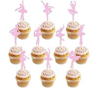 Fsahiuf Lot de 20 décorations de gâteau de gymnastique à paillettes - Pour fille - Pour salle de gym, gymnaste rose - Pour fille - Thème gymnastique acrobat, gymnastique - Thème fête prénatale