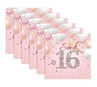 Fsahiuf Lot de 40 serviettes en papier rose pour 16e anniversaire de fille, 33 x 33 cm, pour anniversaire, fête, anniversaire de mariage