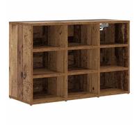 fsahslih Armoire à chaussures avec 9 compartiments en bois vieilli 77,5 x 30 x 51 cm | Meuble à chaussures compact pour couloir et entrée avec 9 étagères ouvertes en bois robuste pouvant supporter jusqu'à 60 kg.