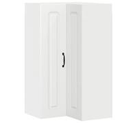 fsahslih Armoire d'angle de cuisine à suspendre au mur, blanc, 57 x 57 x | Armoire d'angle murale peu encombrante pour la cuisine avec 2 portes, 3 étagères et construction robuste pour un rangement