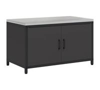 fsahslih Armoire de cuisine HATTEM noire 90 x 50 x 53 cm en acier avec 2 | Armoire d'appoint d'extérieur stable en acier noir pour jardin, terrasse et barbecue avec deux portes pratiques.
