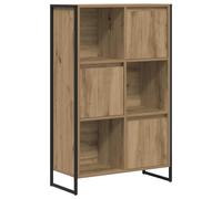 fsahslih Bibliothèque avec 3 portes, 68 x 30 x 108,5 cm, aspect chêne | Armoire d'appoint industrielle pour salon et bureau. Fournit 6 compartiments fermés pour les livres et la décoration.