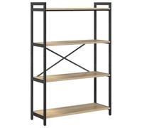 fsahslih Bibliothèque en chêne Sonoma 80 x 30 x 120 cm | Étagère escalier élégante au look industriel avec cadre en acier noir pour salon, bureau et couloir avec une capacité de