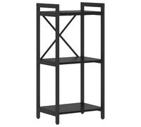 fsahslih Bibliothèque noire aspect chêne 40 x 30 x 85 cm | Étagère industrielle en escalier avec cadre en acier solide noir et matériau en bois pour votre salon ou votre bureau.
