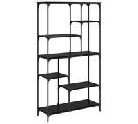 fsahslih Bibliothèque noire aspect chêne 99 x 35,5 x 176 cm | Paravent moderne en bois avec 6 compartiments ouverts et pieds en métal pour salon et bureau.
