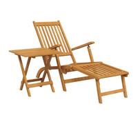 fsahslih Chaise longue de jardin avec table 2 pièces pliante en bois | Chaise longue de relaxation complémentaire avec table d'appoint pour balcon, terrasse et jardin. En bois d'acacia pliable