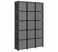 fsahslih Étagère cube avec 15 boîtes en tissu - 103 x 30 x 175,5 cm - Noir | Étagère stable en escalier avec compartiments non tissés pour le salon et le bureau, utilisable de manière flexible comme