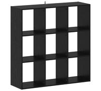 fsahslih Étagère sur pied en chêne noir à 9 compartiments 102 x 32 x 102 cm | Séparateur de pièce flexible et étagère murale en bois avec 9 compartiments ouverts pour salon, bureau et couloir.