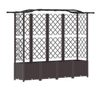 fsahslih Jardinière surélevée avec treillis et toit marron - 204 x 40 x 141 cm - Jardinière avec treillis pour plantes grimpantes - Système de tuteur stable en polypropylène pour jardin, terrasse et