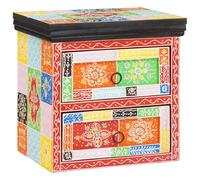 fsahslih Lot de 2 tables de chevet Boho - Multicolore - 40 x 30 x 40 cm | Lot de 2 tables de commode colorées pour chambre à coucher avec tiroir pratique et étagère en bois de manguier massif.