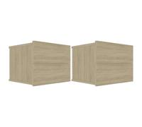 fsahslih Lot de 2 tables de chevet en chêne Sonoma 40 x 30 x 30 cm avec | Tables d'appoint compactes pour chambre à coucher et salon avec 2 tiroirs pour un rangement ordonné de petites choses du
