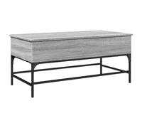 fsahslih Table basse gris Sonoma 100 x 50 x 45 cm avec espace de rangement | Table d'appoint élégante pour le salon avec 2 compartiments cachés, structure en métal robuste et pieds réglables.