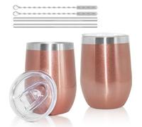 Fsaklaskdy 2 Pcs Mug Isotherme, 12 OZ Tumbler avec Paille, Tasse Isotherme en Acier Inoxydable, Café Étanche Voyage avec Couvercle, Reusable Insulated Travel Mug Double Vacuum Insulated Coffee