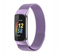 Fsavlroy Compatible avec Fitbit Charge 5 Bracelet, Bande Métallique Magnétique Métal Lnoxydable Réglable pour Charge 5 Trackers d'activité Femmes & Hommes (Violet)