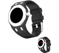Fsavlroy Silicone Band Case for Swatch Royal Pop Watch, Integrated Strap with Rugged Protective Cover, Drop-Proof & Shock-Resistant Sports Replacement Silicone Band (Black & White - 3)