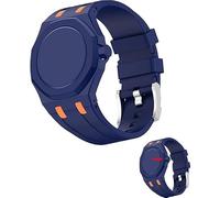 Fsavlroy Silicone Band Case for Swatch Royal Pop Watch, Integrated Strap with Rugged Protective Cover, Drop-Proof & Shock-Resistant Sports Replacement Silicone Band (Deep Blue & Orange - 3)