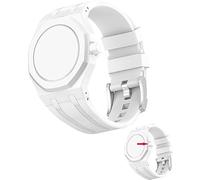 Fsavlroy Silicone Band Case for Swatch Royal Pop Watch, Integrated Strap with Rugged Protective Cover, Drop-Proof & Shock-Resistant Sports Replacement Silicone Band (Solid White - 3)