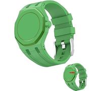 Fsavlroy Silicone Band Case for Swatch Royal Pop Watch, Integrated Strap with Rugged Protective Cover, Drop-Proof & Shock-Resistant Sports Replacement Silicone Band (Grass Green - 3)