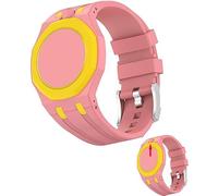 Fsavlroy Silicone Band Case for Swatch Royal Pop Watch, Integrated Strap with Rugged Protective Cover, Drop-Proof & Shock-Resistant Sports Replacement Silicone Band (Pink & Yellow - 12)