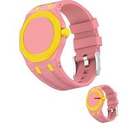 Fsavlroy Silicone Band Case for Swatch Royal Pop Watch, Integrated Strap with Rugged Protective Cover, Drop-Proof & Shock-Resistant Sports Replacement Silicone Band (Pink & Yellow - 3)