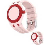 Fsavlroy Silicone Band Case for Swatch Royal Pop Watch, Integrated Strap with Rugged Protective Cover, Drop-Proof & Shock-Resistant Sports Replacement Silicone Band (Sand Pink & Red - 3)