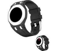 Fsavlroy Silicone Band Case for Swatch Royal Pop Watch, Integrated Strap with Rugged Protective Cover, Drop-Proof & Shock-Resistant Sports Replacement Silicone Band (Black & White - 12)