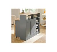 SoBuy Buffet de Cuisine avec Portes Coulissantes et Plateau Extensible, Armoire de Rangement avec Table Intégrée, Gris, 110x68x97