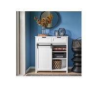 FSB74-K-W Meuble Chaussures, Meuble Entrée, Commode Armoire de Rangement , Meuble de Rangement avec 2 Tiroirs et 1 Porte de Grange Coulissantes