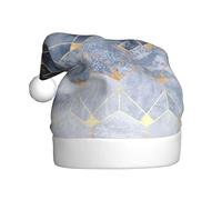 FSCEV Bonnet de Noël en peluche avec hexagones et diamants bleus pour adulte - Pour Noël, Nouvel An, cadeaux de vacances festifs