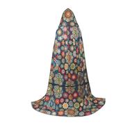 FSCEV Cape à capuche à fleurs bohème pour adolescents - Costume de faucheuse vampire, sorcière, carnaval, Halloween, magicien