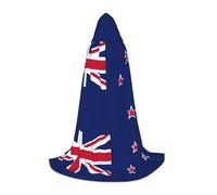 FSCEV Cape à capuche drapeau de la Nouvelle-Zélande pour adolescents Faucheuse vampire sorcière carnaval Halloween Magicien Costume