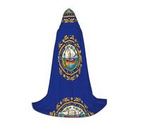 FSCEV Cape à capuche drapeau de l'État du New Hampshire pour adolescents Faucheuse vampire sorcière carnaval Halloween Magicien Costume